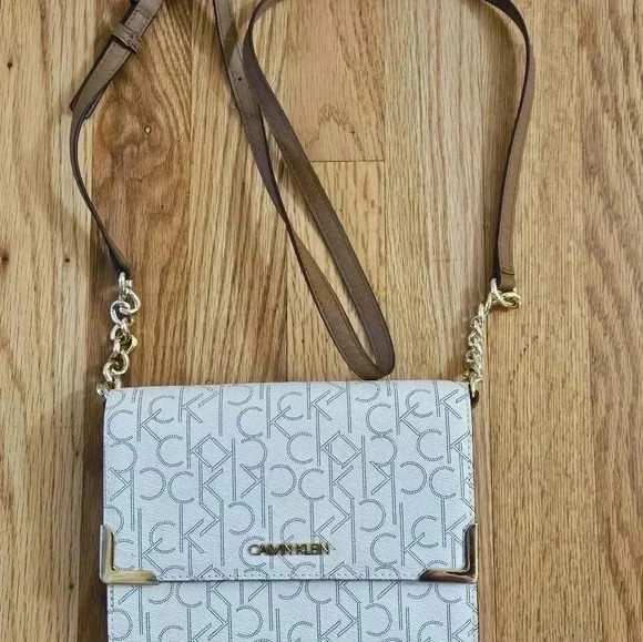 Calvin Klein Monogram Logo Convertible Clutch Crossbody Purse - Picture 2 of 11